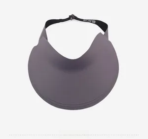Top view of dark grey foldable sun visor with wide brim and adjustable strap