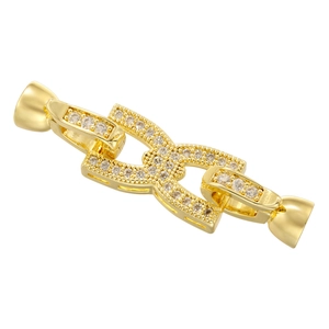 Golden flower figure-eight jewelry clasp connector with sparkling zircon stones