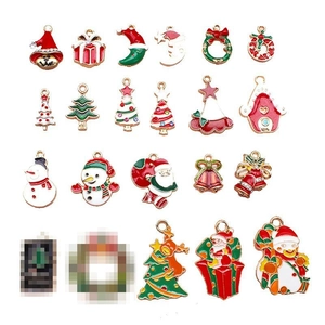 DIY Christmas alloy charms set featuring enameled Santa, reindeer, and tree ornaments