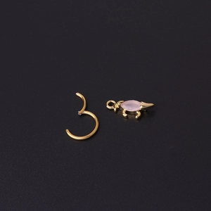 18G gold stainless steel clicker hoop with pink zircon scorpion pendant jewelry
