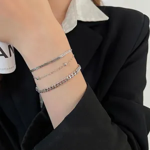 Fashion Multi Layered Bracelet Metal Curb Snake Beaded Chains Jewelry For Women Minimalist Adjustable Elegant Accessory