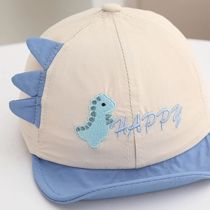 Kids quick-dry baseball cap with happy dinosaur embroidery and 3D dinosaur spikes