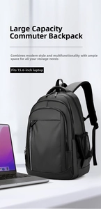 Detailed internal view of the black backpack fitting a 15.6-inch laptop snugly