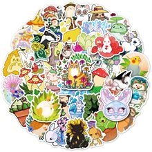 Close-up of cute cartoon animal and plant stickers with forest illustration theme