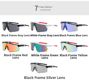 Matrix view of sports cycling sunglasses with various colorful lenses and frames