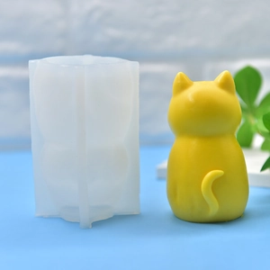 Lucky cat silicone mold for DIY candles and soap featuring 3D animal shape design