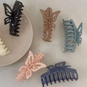 Morandi colors butterfly hair claw clips set for women in elegant matte finish styles