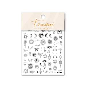 Minimalist black moon and butterfly nail art stickers in professional white packaging