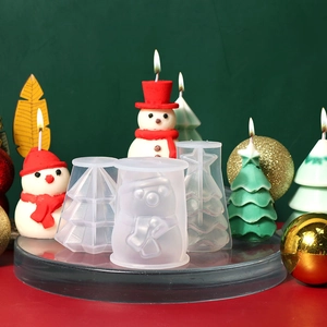 Set stampi in silicone fai-da-te per candele a forma di albero di Natale e pupazzo di neve