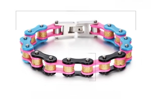 Détail du bracelet chaîne de vélo en acier inoxydable de 10mm avec mesure de 21cm