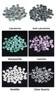 Faceted teardrop crystal pendants in Labradorite, Amazonite, and Quartz for jewelry DIY