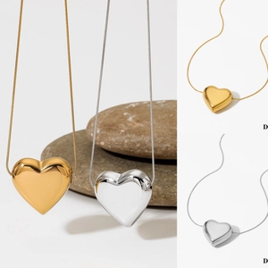 Hollow Heart Pendant Necklace Stainless Steel High Polished Snake Chain Minimalist Aesthetic Jewelry For Women Trendy