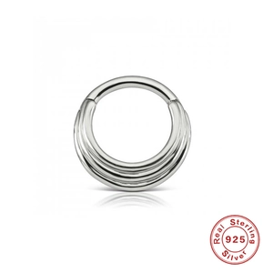 S925 sterling silver multi-layer cartilage piercing hoop earring with a polished finish