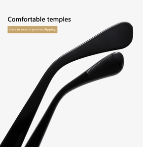Detail of square sunglasses showing comfortable temples with anti-slip texture design