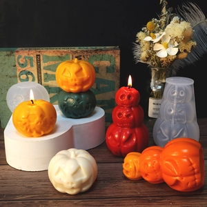 Halloween pumpkin and skull silicone molds for DIY scented candles and plaster crafts