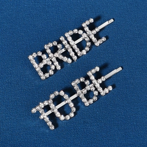 Set de barrettes à cheveux argentées avec strass Bride To Be pour accessoires de coiffure mariée