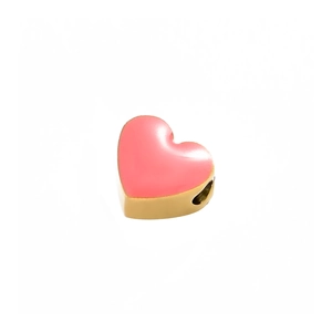French style pink heart pendant bead in gold finish for DIY jewelry making