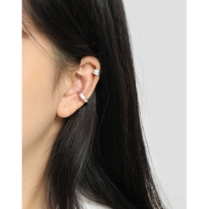Minimalist S925 sterling silver ear cuffs with irregular wide bands for non-pierced ears