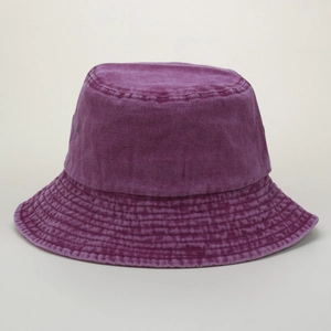 Bob rétro en coton violet délavé avec finition vintage et protection solaire d'été