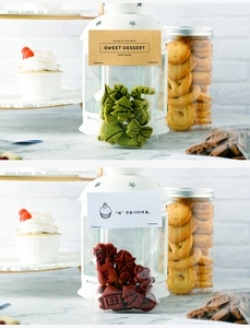 Close-up of Christmas cookies in tree and star shapes with elegant gift packaging