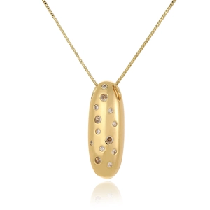 Detailed close-up of 18k gold plated chunky pendant with shimmering cubic zirconia