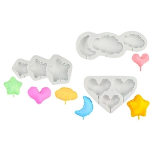 Silicone molds for making star heart moon and cloud shapes for DIY cake decoration