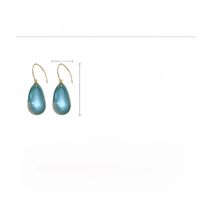 Orecchini a goccia blu in rame con dimensioni di 8,5x2 cm e peso di 17,4 g