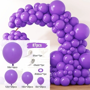 87pcs purple matte latex balloon arch kit with detailed quantity breakdown for party decor