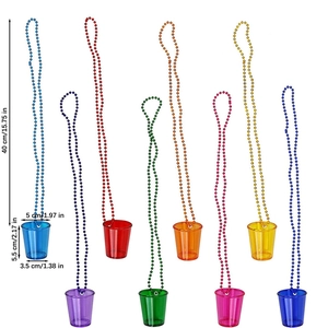 Colorful plastic shot glass necklace set for bachelor parties and festive events