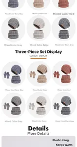 Winter knit set collection with hat, scarf, and gloves in six different colors