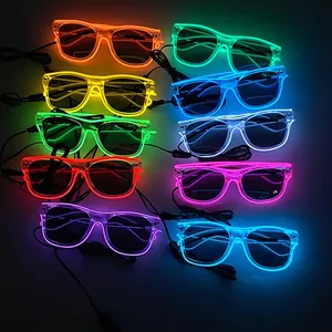 LED Glowing Glasses Neon EL Wire Sunglasses Luminous Plastic Cyberpunk For Party Rave Festival Club UV400 Protection