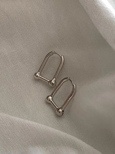 Boucles d'Oreilles Créoles en Forme de U en Argent Sterling 925 pour Femme Minimaliste Géométrique Plaqué Or Argent Bijoux de Perles Délicates