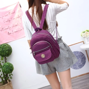 Mini Nylon Backpack For Women Casual Lightweight Multi-Pocket Travel Shoulder Bag Water Resistant Student Fashion Daypack
