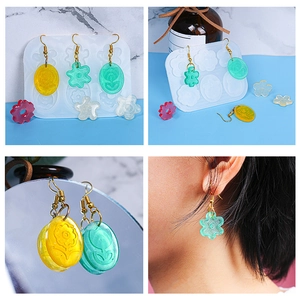 Kit de moldes de silicona para pendientes de flores con colgantes de resina hechos a mano