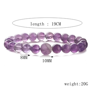 Bracciale elastico in ametista naturale per uomo e donna con pietre viola tonde da 8mm e 10mm