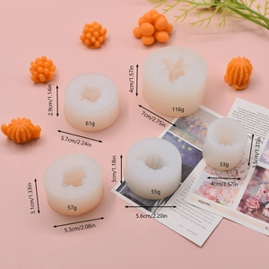 5-piece cactus silicone mold set for succulent candles and resin crafts on pink background