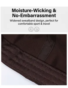 Detail view of the widened breathable sweatband on a distressed brown baseball cap.