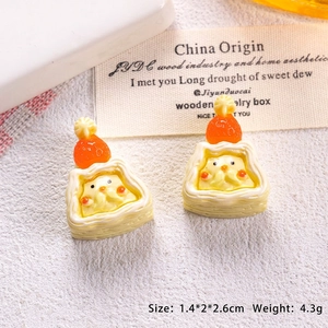 Mini gâteau poussin fraise en résine pour pinces à cheveux DIY, 1,4x2x2,6 cm