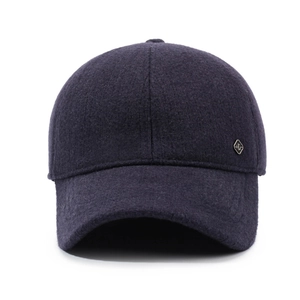 Winter wool baseball cap for men with ear protection and warm fleece lining