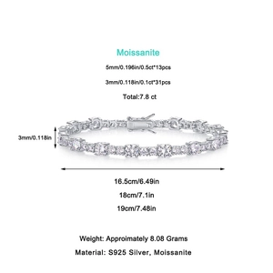 Sparkling S925 sterling silver tennis bracelet featuring premium moissanite gemstones