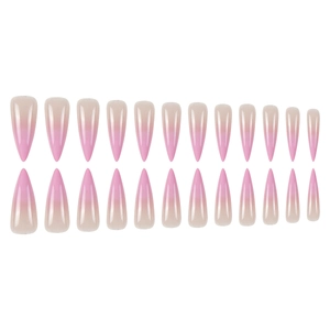 24pcs nude pink gradient almond press-on nails with long pointed stiletto shape