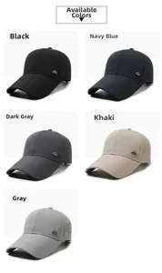 Detailed comparison of breathable baseball caps in five colors with side metal logos