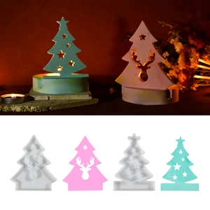 3D Silicone Molds For DIY Resin Casting Christmas Tree Deer Rabbit Star Heart Shapes Home Ornament Candlestick Base