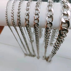 Polished stainless steel Cuban link chains in various widths for men and women