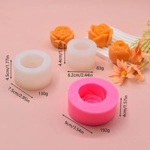 DIY rose flower silicone mold set in three sizes for candle making and chocolate crafts