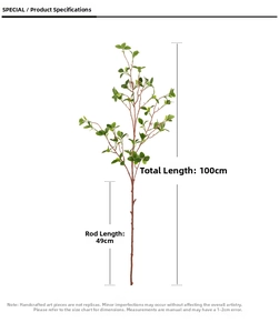 Detailed view of a 100cm artificial Milan leaf branch with realistic green leaves