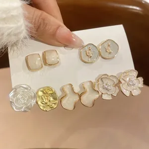 Boucles D Oreilles Élégantes En Künstliche Perles De Fleurs Avec Tige En Argent Bijoux Vintage En Alliage Doré Pour Femmes