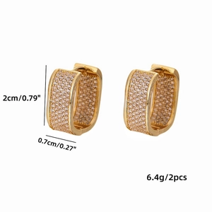 Gold U-shaped hoop earrings with micro-paved zircons measuring 2cm in height