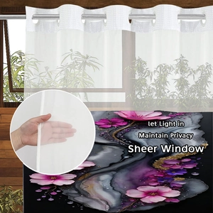 Blumiger transparenter Duschvorhang mit Metallringen, Sichtschutz und Lichtdurchlässigkeit