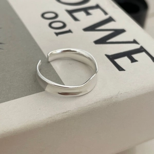 925 Sterling Silver Ring Irregular Wave Minimalist Liquid Metal Lava Texture Adjustable Open Finger Jewelry For Women